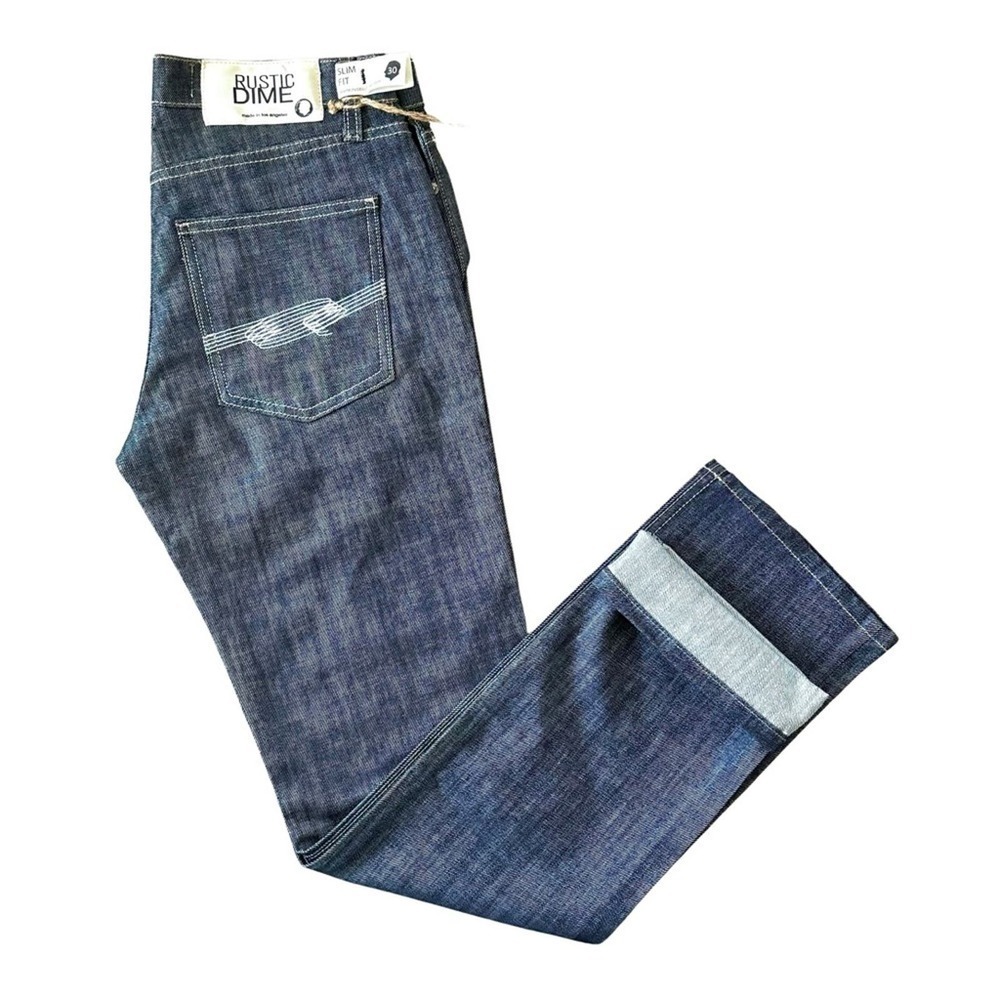 Rustic Dime Men's Slim Fit Rustic Indigo Zip Fly Stretch Jeans Size 30 NWT $60